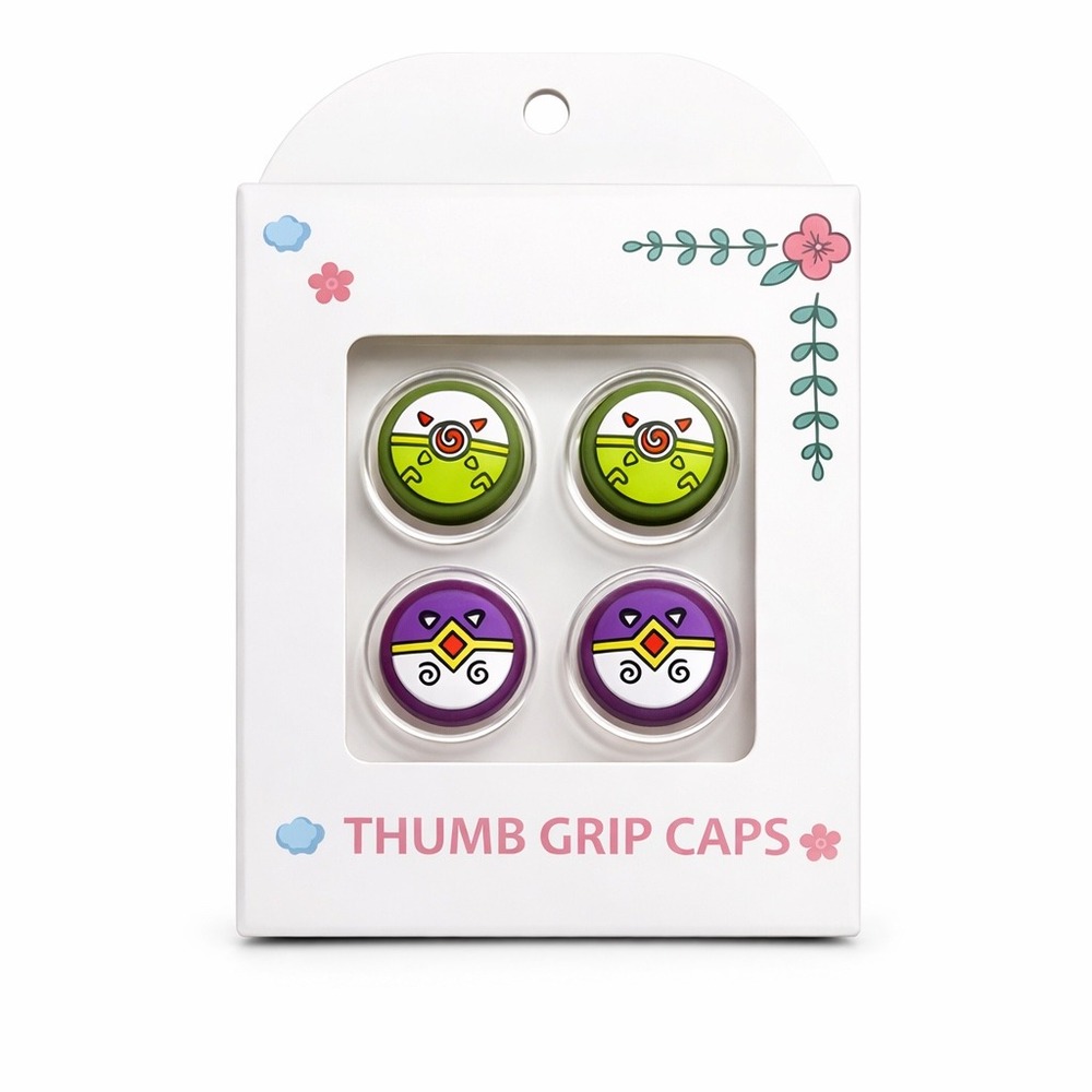 Nintendo Switch Thumb‎ Grip Caps 4 Pack Green Purple Design